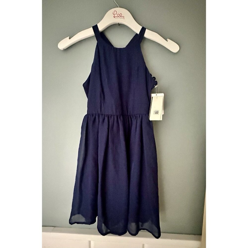 Speechless Kids Blue Mini Dress Laced Halter Neck Sleeveless NWT Size 7